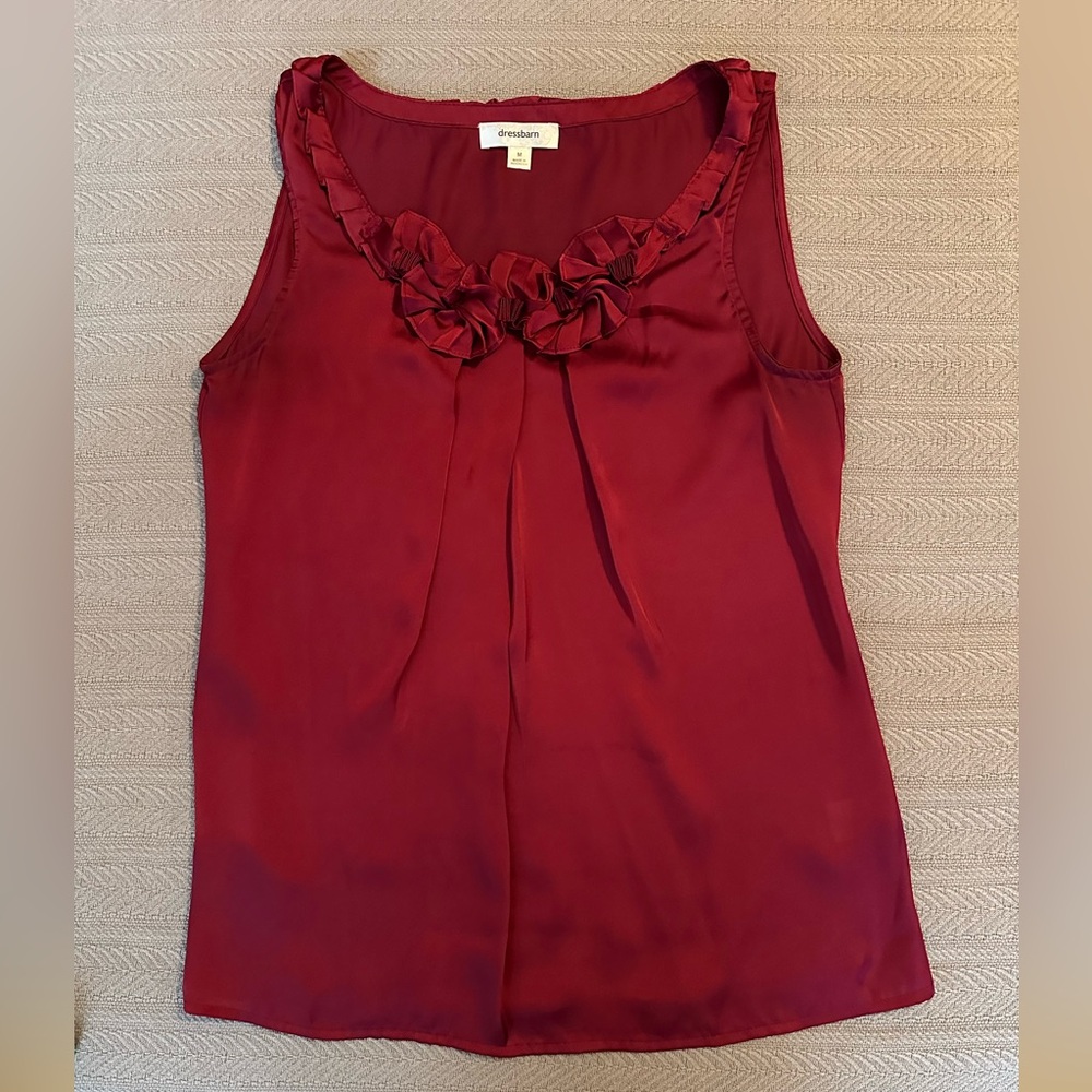 Dark red/burgundy sleeveless dressy tank top, Medium